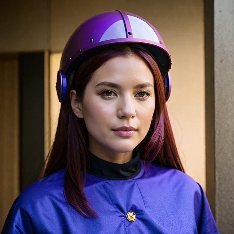 （（（Burgundy hair）））Purple powder series（（future technology）） HD Helmet，thoughtfully