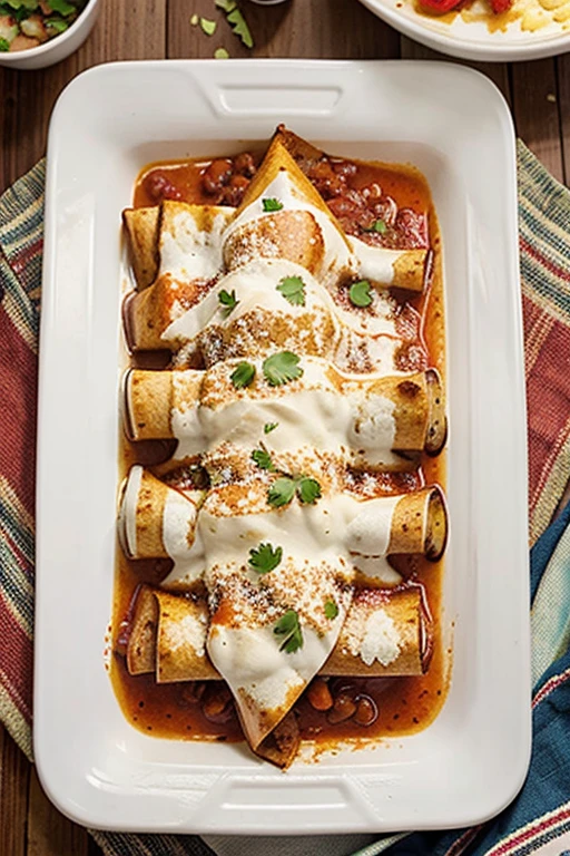 enchiladas rojas, con crema y queso