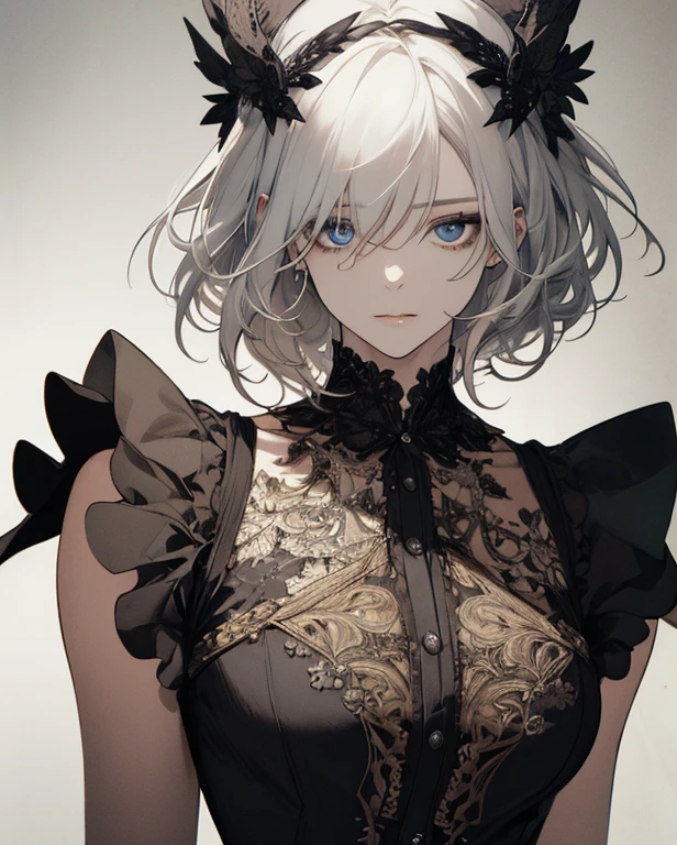 (Extremely Delicate and Beautiful:1.2), 8K ,(Masterpiece:1.0),(best_quality:1.0), 1girl, mature woman, complex details, enlarged textures, complex details, finely detailed eyes and detailed face, intricate details, white hair, (closed mouth), perfect eyes, equal eyes, (goddess), perfect body, extremely detailed