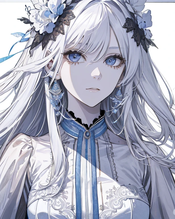 (Extremely Delicate and Beautiful:1.2), 8K ,(Masterpiece:1.0),(best_quality:1.0), 1girl, mature woman, complex details, enlarged textures, complex details, finely detailed eyes and detailed face, intricate details, white hair, (closed mouth), perfect eyes, equal eyes, (goddess), perfect body, extremely detailed