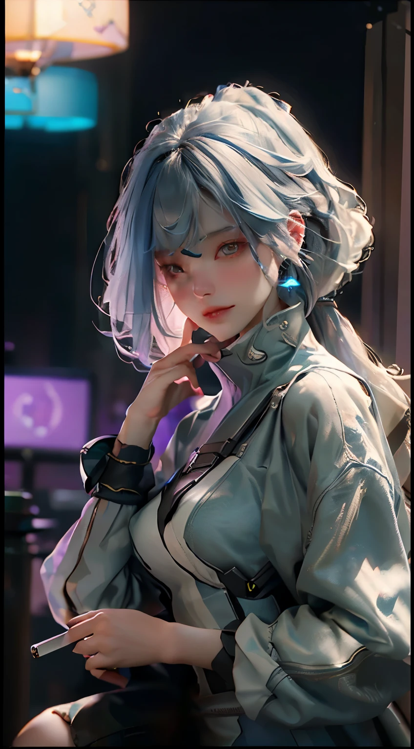 ((best quality)), ((Masterpiece)), (details:1.4), 3D, Image of a beautiful cyberpunk woman.,HDR (high dynamic range),Ray tracing,NVIDIA RTX,Excellent resolution,Not true 5,subsurface scattering,PBR Texturing,After processing,Anisotropic filtration,depth of field,Maximum sharpness and clarity,multi-layered surface,Albedo and special maps,surface shading,Accurate simulation of light-material interactions,perfect proportions,Octane rendering,Two tone light,wide aperture,Low ISO value,white balance,Third rule,8K raw files,