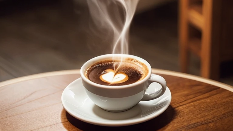 there is a cup of coffee on a saucer on a table, cup of coffee, coffee cup, morning coffee, Highly detailed VFX espresso, hot coffee, steaming coffee, Exploitable Images, Soft - Warm, drinking a cup of coffee, cappuccino, coffee smell, drinking a coffee, Next to the cup, drink more coffee, made with photoshop, coffee cups, coffee
