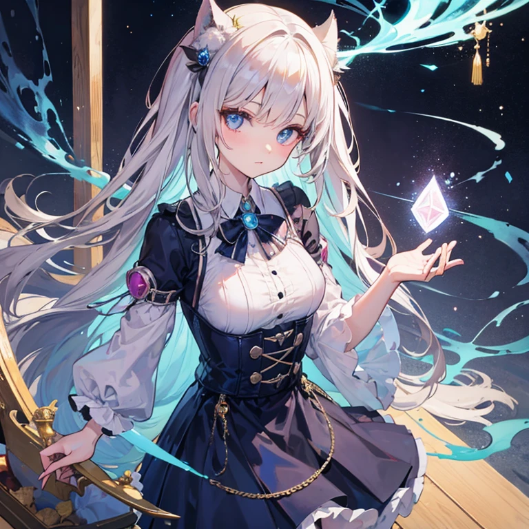Human girl is practicing artificial magic.