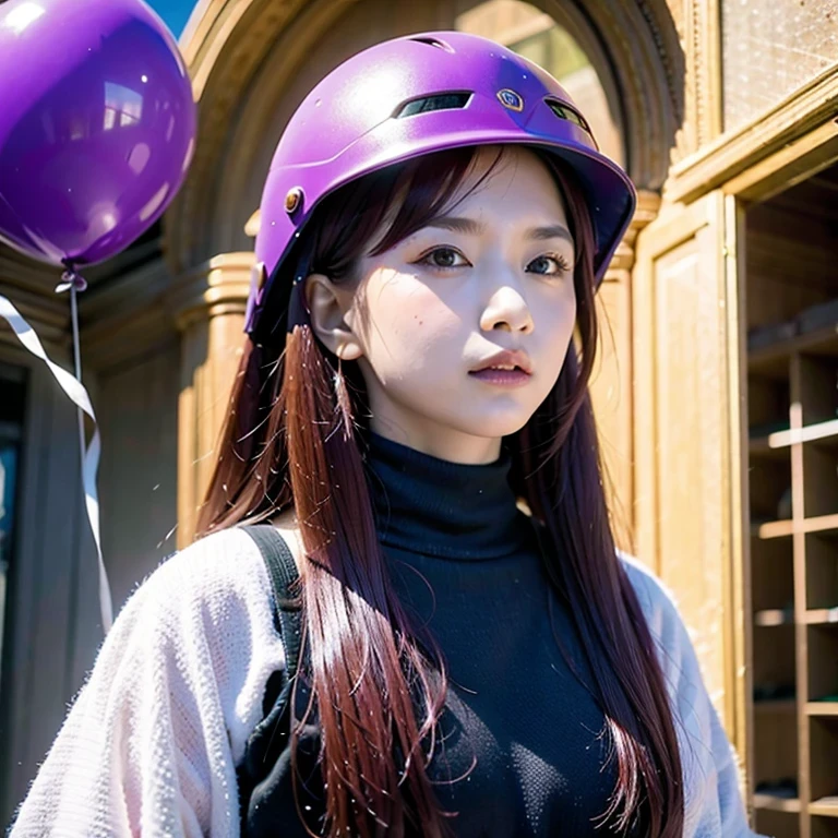 （（（Burgundy hair）））Purple powder series（（future technology）） HD Helmet，thoughtfully（balloon）