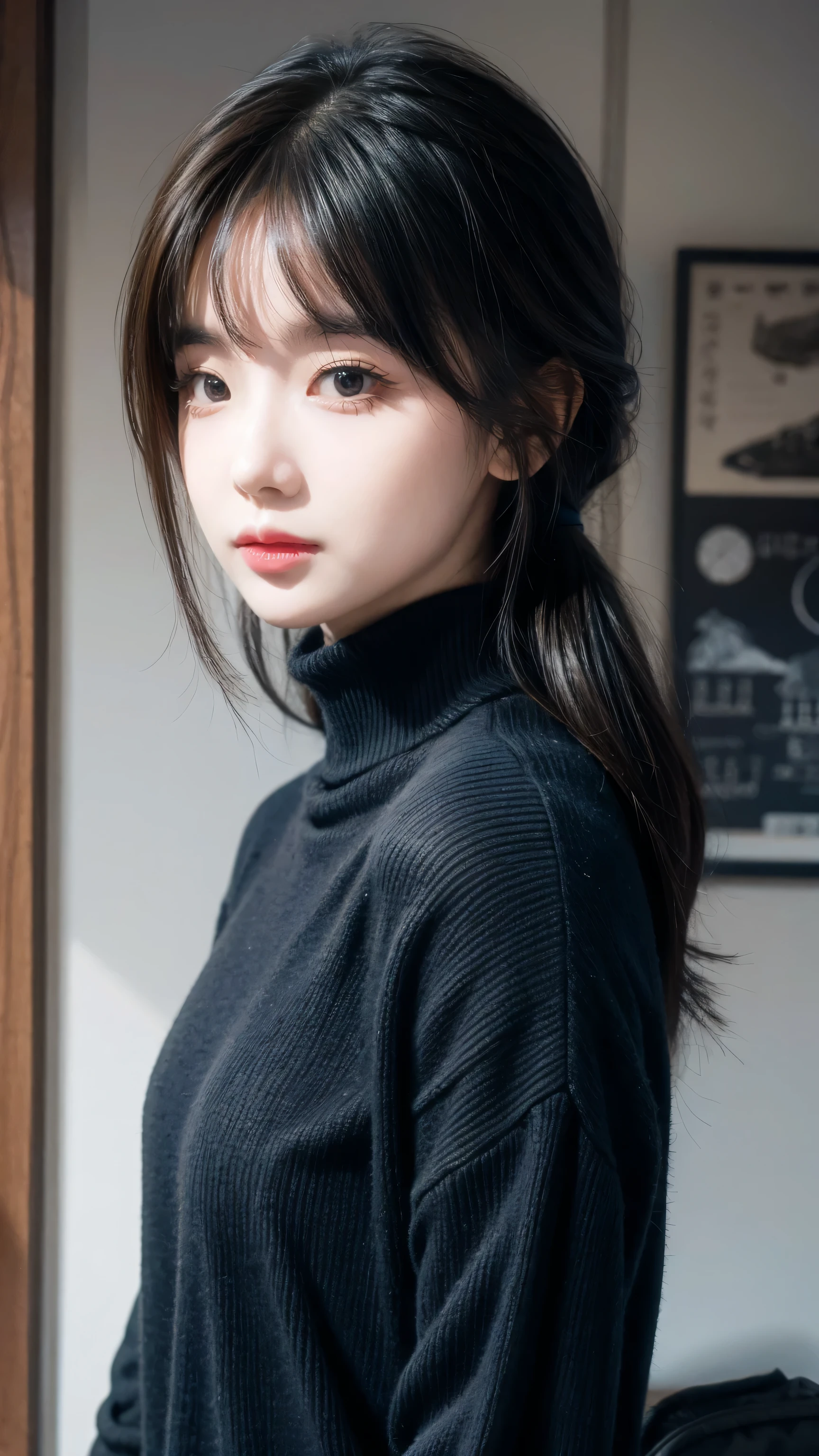 Solitary, 1 Girl, Yamagishi,  Gekkokan High School Uniform, turtleneck sweater,
