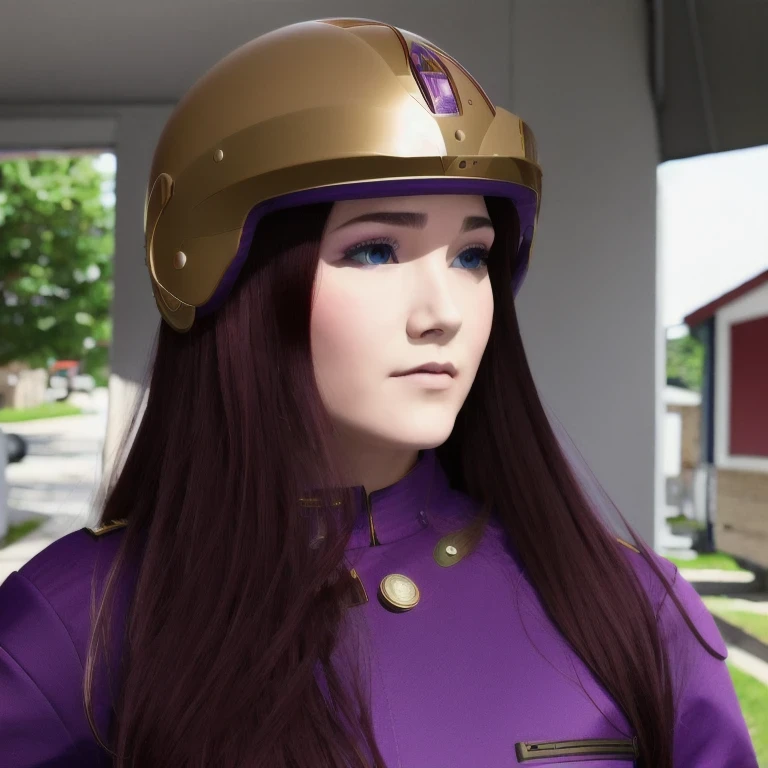 （（（Burgundy hair）））Purple powder series（（future technology）） HD Helmet，thoughtfully