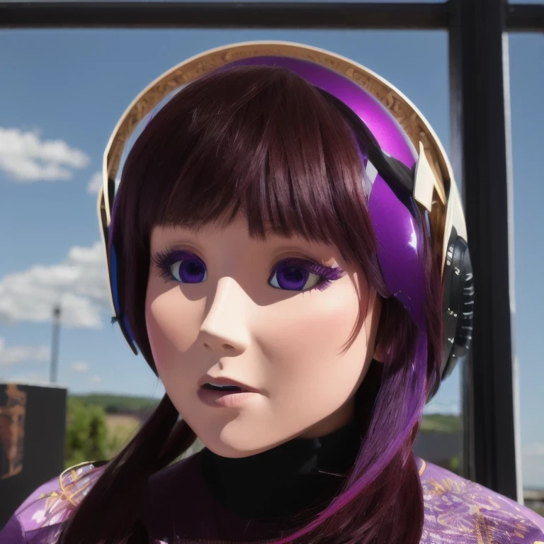 （（（Burgundy hair）））Purple powder series（（future technology）） HD Helmet，thoughtfully