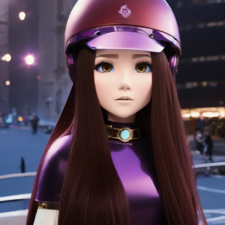 （（（Burgundy hair）））Purple powder series（（future technology）） HD Helmet，thoughtfully（Pure background）