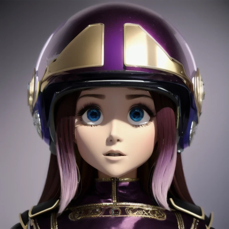 （（（Burgundy hair）））Purple powder series（（future technology）） HD Helmet，thoughtfully（Pure background）