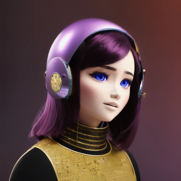 （（（Burgundy hair）））Purple powder series（（future technology）） HD Helmet，thoughtfully（Pure background）