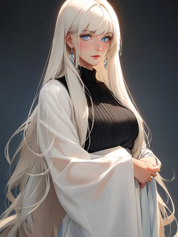 A tall, handsome, statuesque, masculine, athletic, young men-platinum blonde with long straight white hair, clear blue eyes, long bangs, he is dressed in a black shirt, the sleeves of which are rolled up to the elbow, and classic black trousers, he hugs an incredibly beautiful femme fatale young woman with long golden hair, long bangs, she has blue eyes, she is dressed in a yellow dress. Masterpiece, perfect image, realistic pictures, detailed face study, full-length image, 8k, detailed image. an extremely detailed illustration, a real masterpiece of the highest quality, with careful drawing.