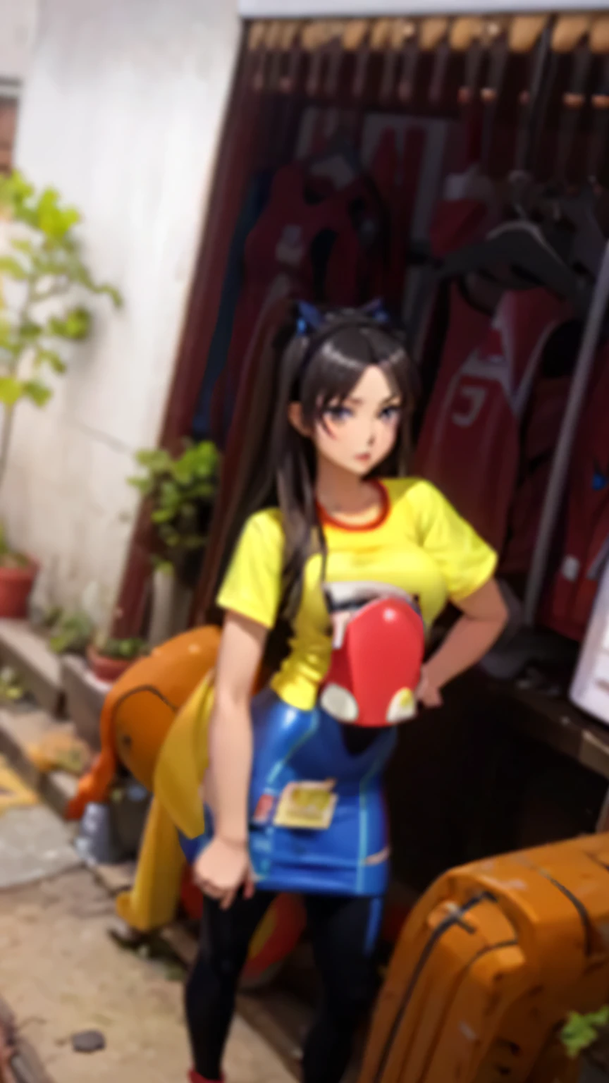  anime girl in red outfit posing in the middle of a city street, full body zenkai! asuka suit, thicc,  in a skintight dress, fullbodysuit, wearing tight suit, in spandex suit, ( ( big  tits breast ) ), character is in her natural pose, red suit, tight attire, red body suit, rin tohsaka sports bra (do not focus on ass) (tits milk) latex cute cute cute cute cute cute cute cute cute cute cute cute 