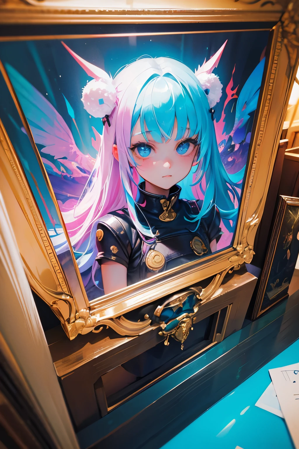 best quality, crazy ideas, crazy colors, crazy details, crazy contrasts, absurdity, strange and mysterious world, a very ordinary and unremarkable picture frame