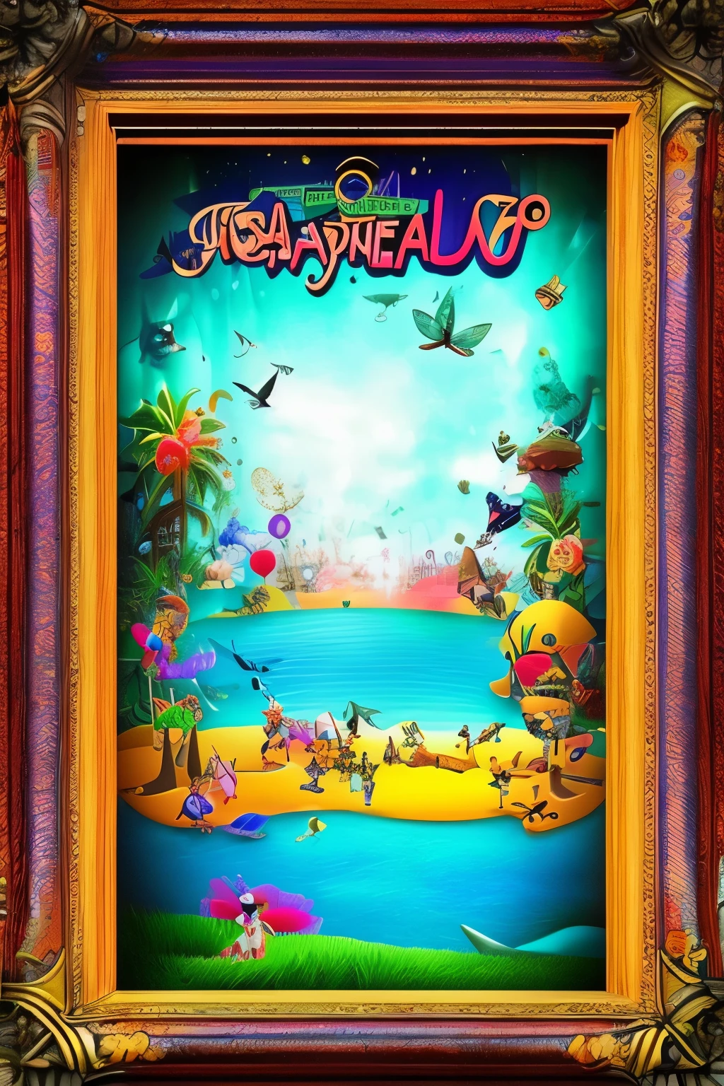 best quality, crazy ideas, crazy colors, crazy details, crazy contrasts, absurdity, strange and mysterious world, a very ordinary and unremarkable picture frame