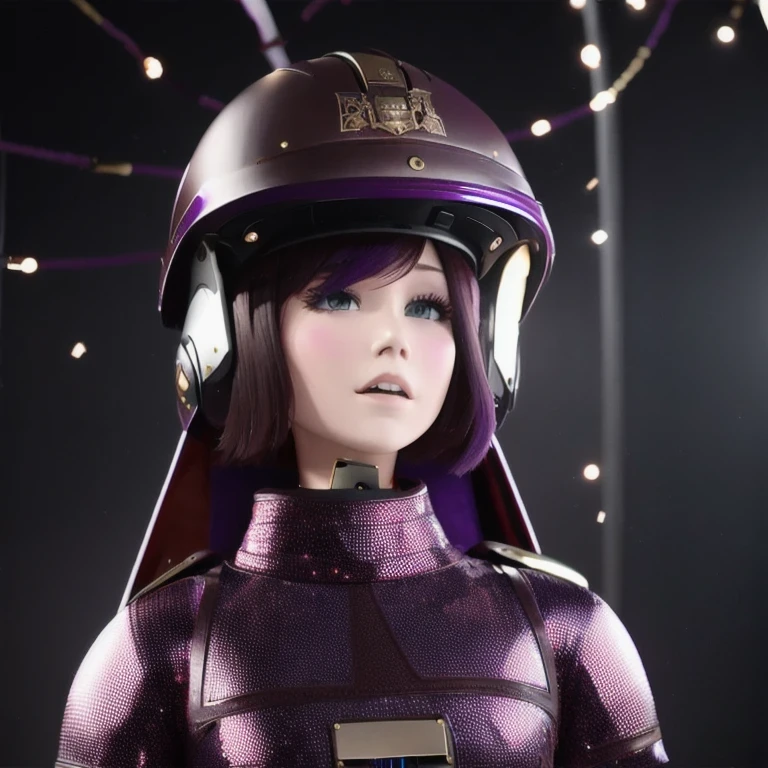 （（（Burgundy hair）））Purple powder series（（future technology）） HD Helmet，thoughtfully（Half cowhide background）