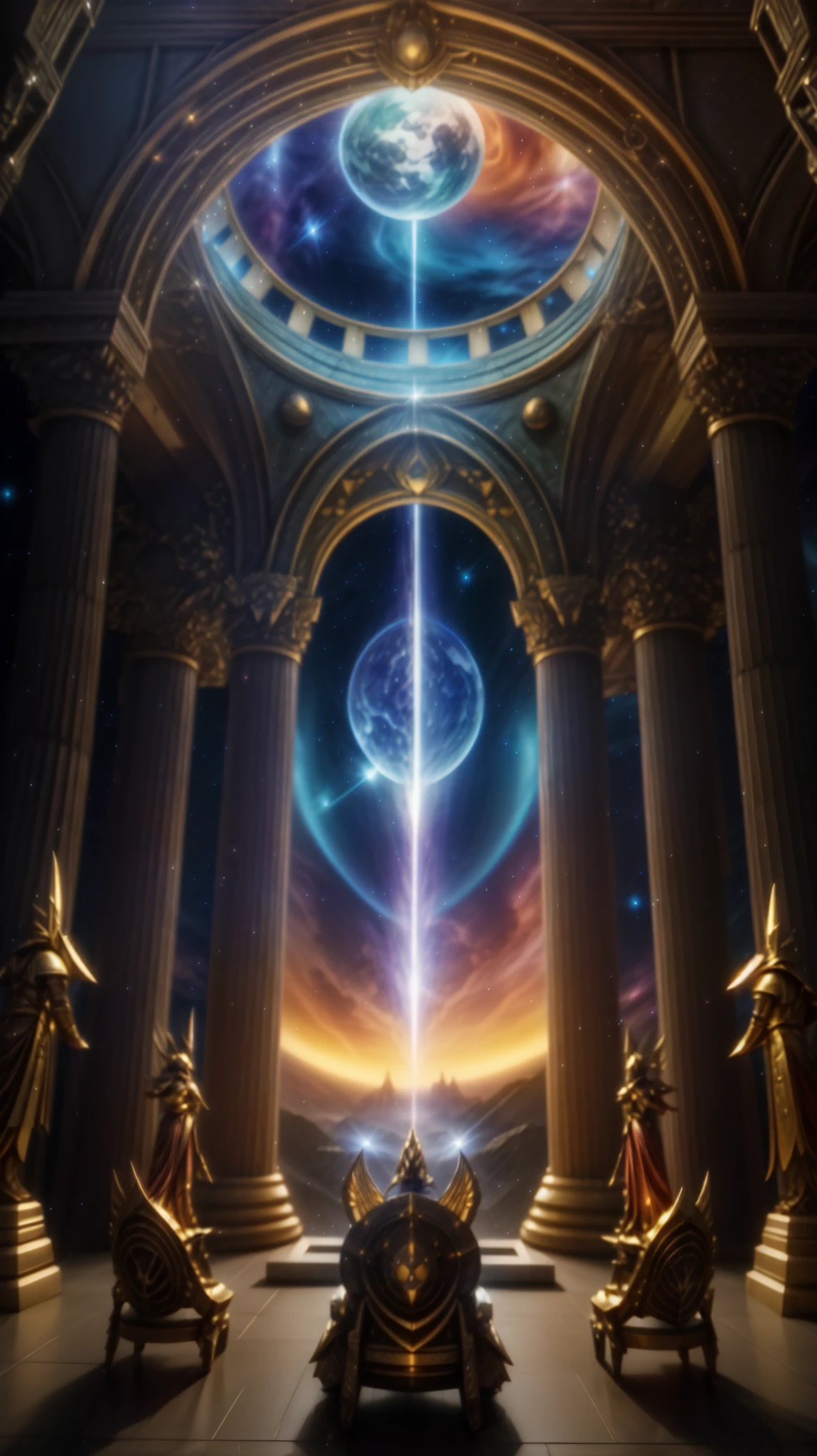 upscale, increase detail, highest detail, (best quality,4k,8k,highres,masterpiece:1.2),ultra-detailed,(realistic,photorealistic,photo-realistic:1.37),fantasy race,planet mercury,armor,detailed characters,golden city,wide shot,buildings,citadel,city rings,architecture,distinctive features,otherworldly landscape,futuristic elements,shiny metal armor,elaborate helmets,fantastical weapons,glimmering shields,breathtaking scenery,mysterious atmosphere,distant horizon,ethereal lighting,vibrant colors,celestial beings,dynamic poses,epic battle scene,otherworldly creatures,unearthly beings,magical energy,spellbinding aura,cosmic powers,mythical creatures,powerful guardians,sculpted muscles,fierce expressions,alien technology,advanced weaponry,interstellar travel,astral realm,ancient civilization,timeless beauty,mythological lore,grandiose temples,celestial bodies,starlit sky,intergalactic warriors,majestic structures,extraterrestrial artifacts
