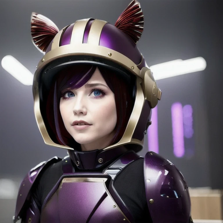 （（（Burgundy hair）））Purple powder series（（future technology）） HD Helmet，thoughtfully（Half cowhide background）