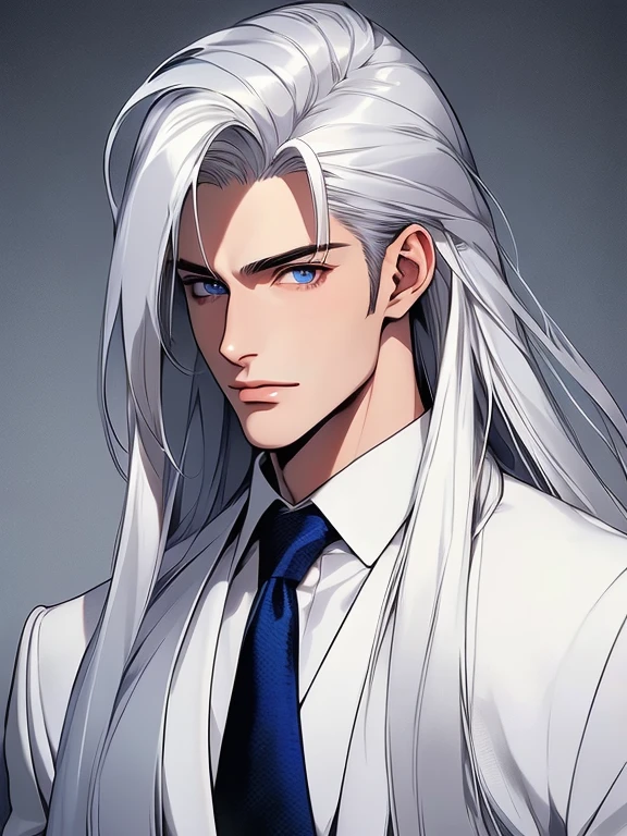 (masterpiece), (best quality), (over-detailed), man, masterpiece, white man, man, white guy, best quality, over-detailed, guy, man, detailed eyes, ((detailed face)), (long straight platinum hair), (very long straight platinum hair), blue eyes, business suit, abs, toned muscles, (((straight long platinum hair)), (very long platinum hair), straight hair, long hair), beautiful male face, masterpiece, best quality, over-detailed, (illustration), anime style, realistic handsome, mature man, hot, sexy guy, mature man, (strong jawline), realistic handsome face, face dressed in business suit, (reference sheet), reference sheet, (face from different angles)