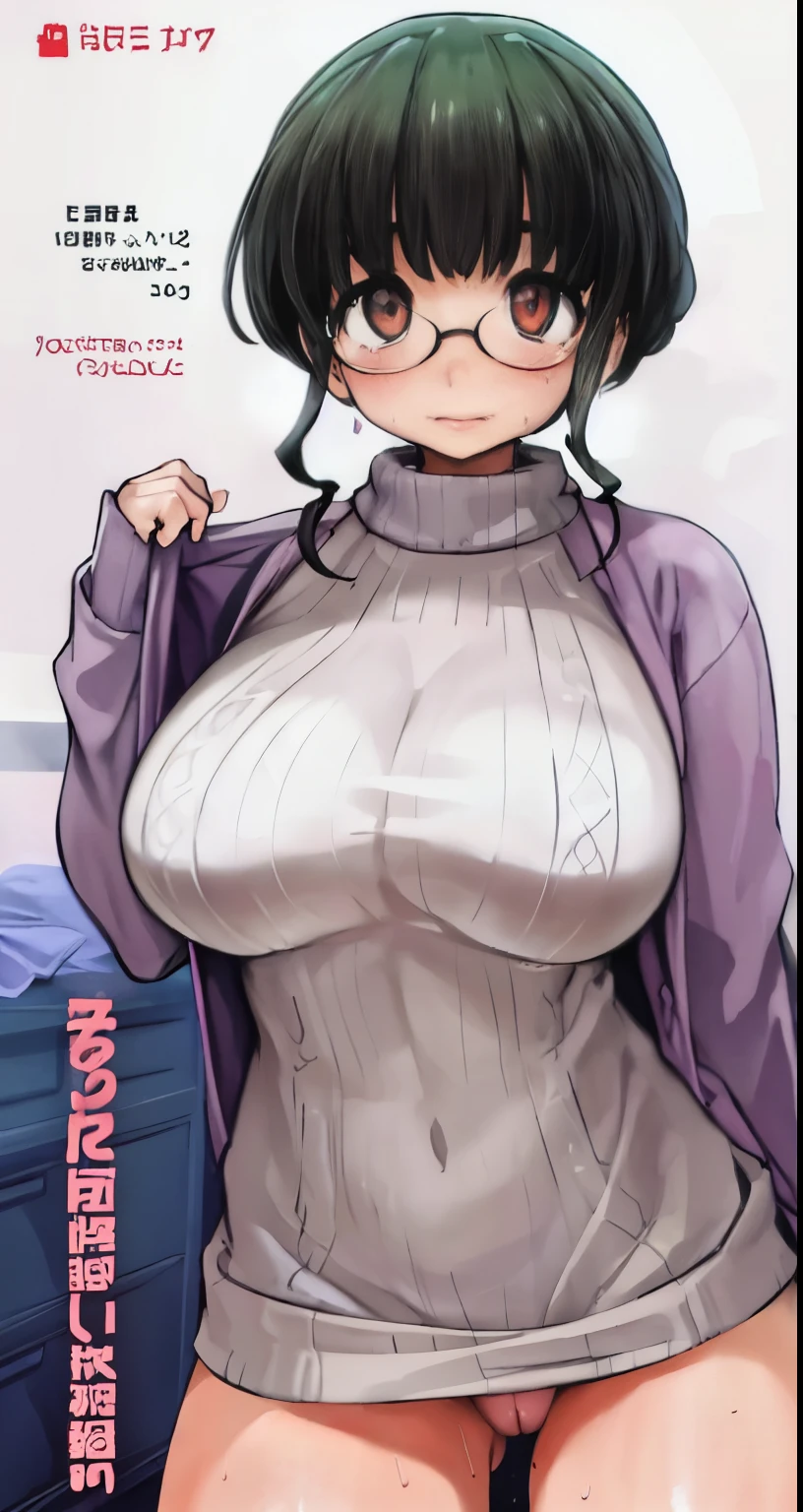 nsfw,(Perfect body),highest quality,(8K Portrait),(Official Art)、Browsing Caution、(((Big Breasts)))、obesity、((short hair))、blush,((isark hair)),(Sweat),((((Take off your sweater))))、Black knee socks、One Woman,((:is))、hot、Office Room、Glasses、Erect nipples、showing off panties、Overflowing Sex Fluids、Sexy lingerie made of thin fabric、(Crouch:1.5)、Wide-open legs:1.5、whole body