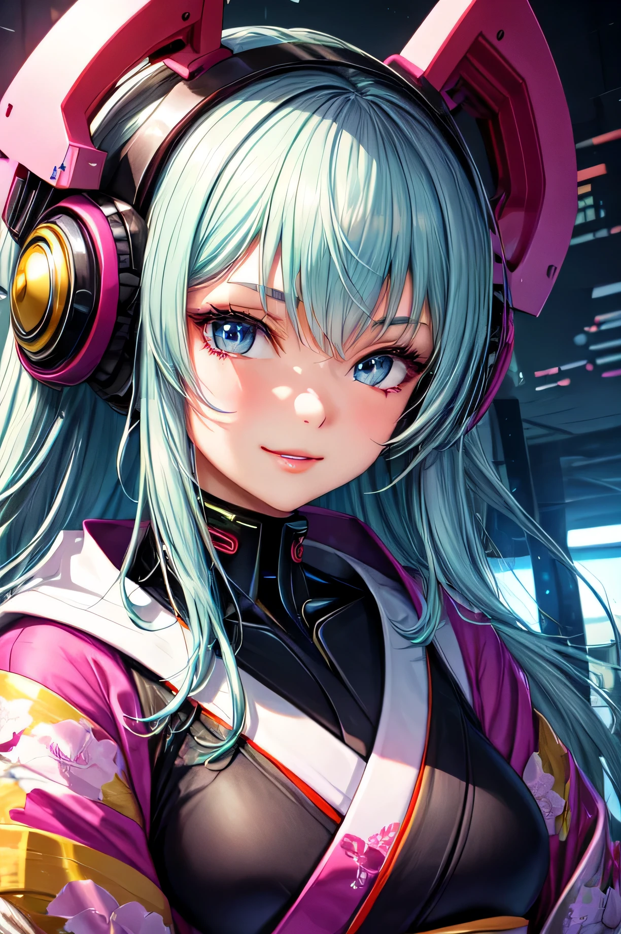 (detailed), Perfect Face,Kimono Girl,cyber punk