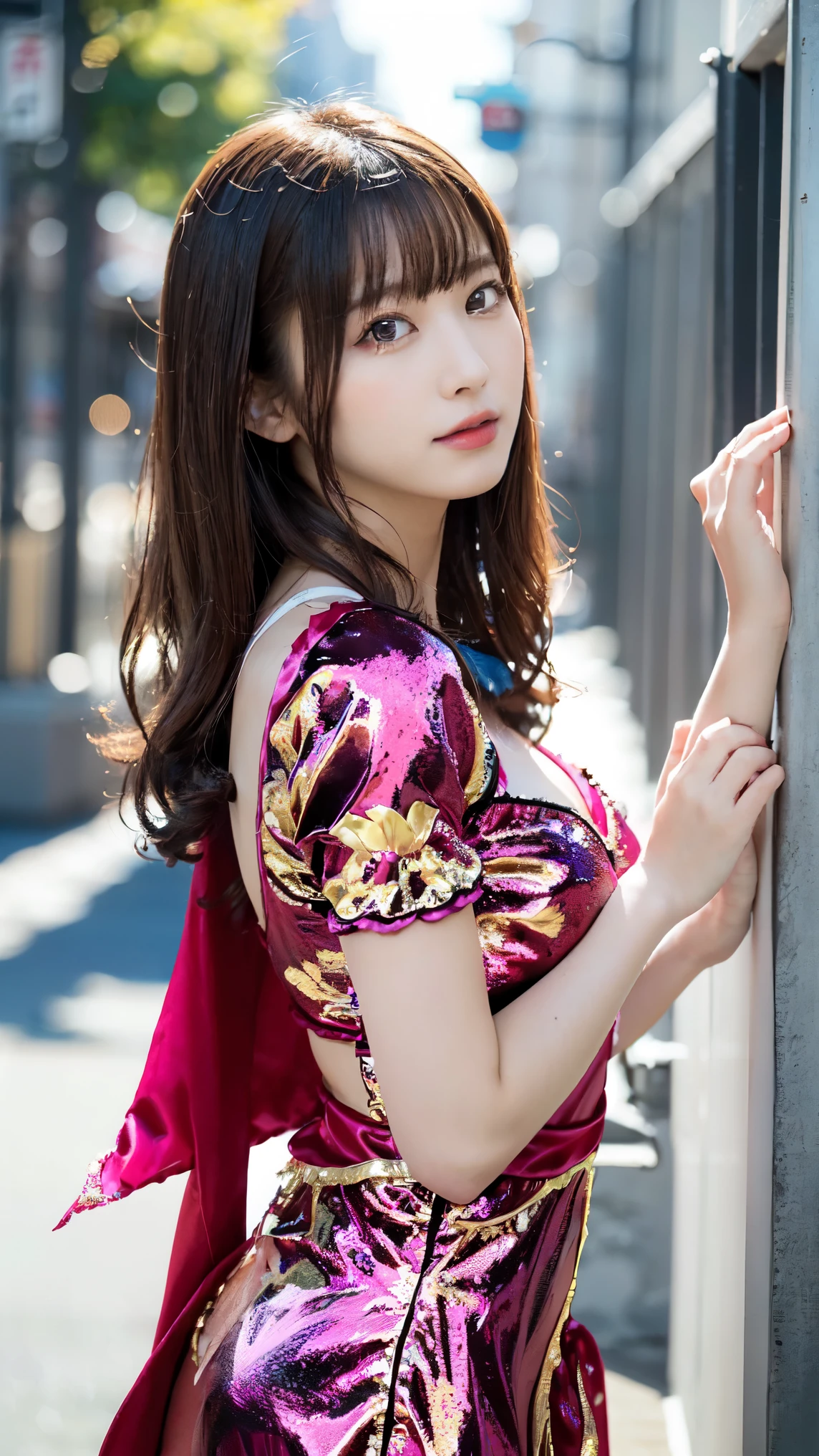 ((Idol Costumes:1.5)), ,The cutest gravure idol pose in the world、Perfect proportions、Large , valley, cute、((18-year-old female:1.2))、You adorable Japanese face，First pitch, Official Art，Highly detailed CG Unity 8k wallpaper，（masterpiece:1.0),(highest quality:1.0), 超A high resolution,4k,Very detailed, photo shoot, 8K, nffsw, High resolution, Kodak Portrait 400, Film Grain, Lens Flare Glow,高いest quality,8K,nffsw:1.2),Portrait Shot,8K、Show Viewer、Side view