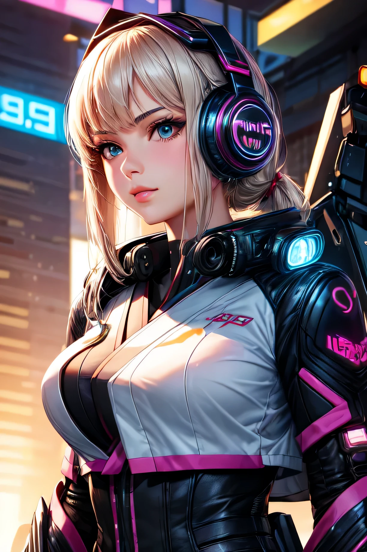 (detailed), Perfect Face,Beautiful girl in kimono,cyber punk,motorcycle