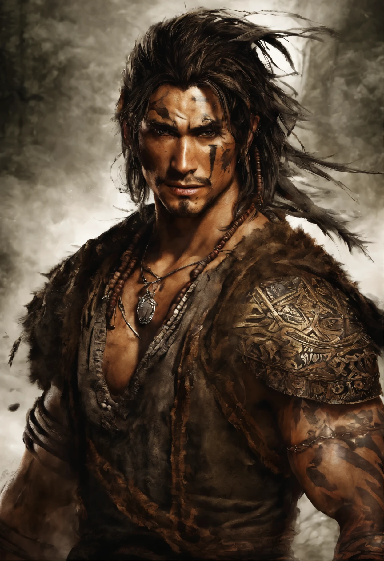8K, masutepiece, Raw photography, Best Quality, Photorealistic, Highly detailed CG Unity 8K wallpapers, depth of fields, Cinematic Light, Lens Flare, Ray tracing, (Very beautiful and charismatic face, Beautiful lips, Beautiful eyes), intricately detailed face, (Ultra detailed skin), 1 man, In nature, In the deep shadows, Beautiful European Man, Kpop Idol, 1 male, (very strong and muscular body:1.3), (looking at audience), (Great determined appearance) :1.3), (Sleeveless), (Fashion City Night, a dark night, neon signs, Blurred background), Fashion Street Night, (The person behind々:1.3), Beautiful earrings, Bracelets, Necklace, pantyhose, Clear eyes, Walking, (pale skin), (Big eyes), Face forward, (upperbody shot), (loose-fitting clothes:1.3), (Brown hair), (Bosch Clothing, (Transparent), (looking at audience:1.3) Very strong ,, back turned, (Back shot), Transparent, Medium hip.