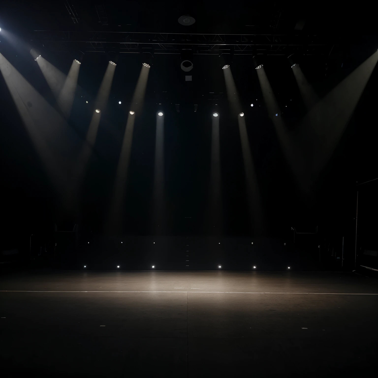 An empty stage with a spotlight