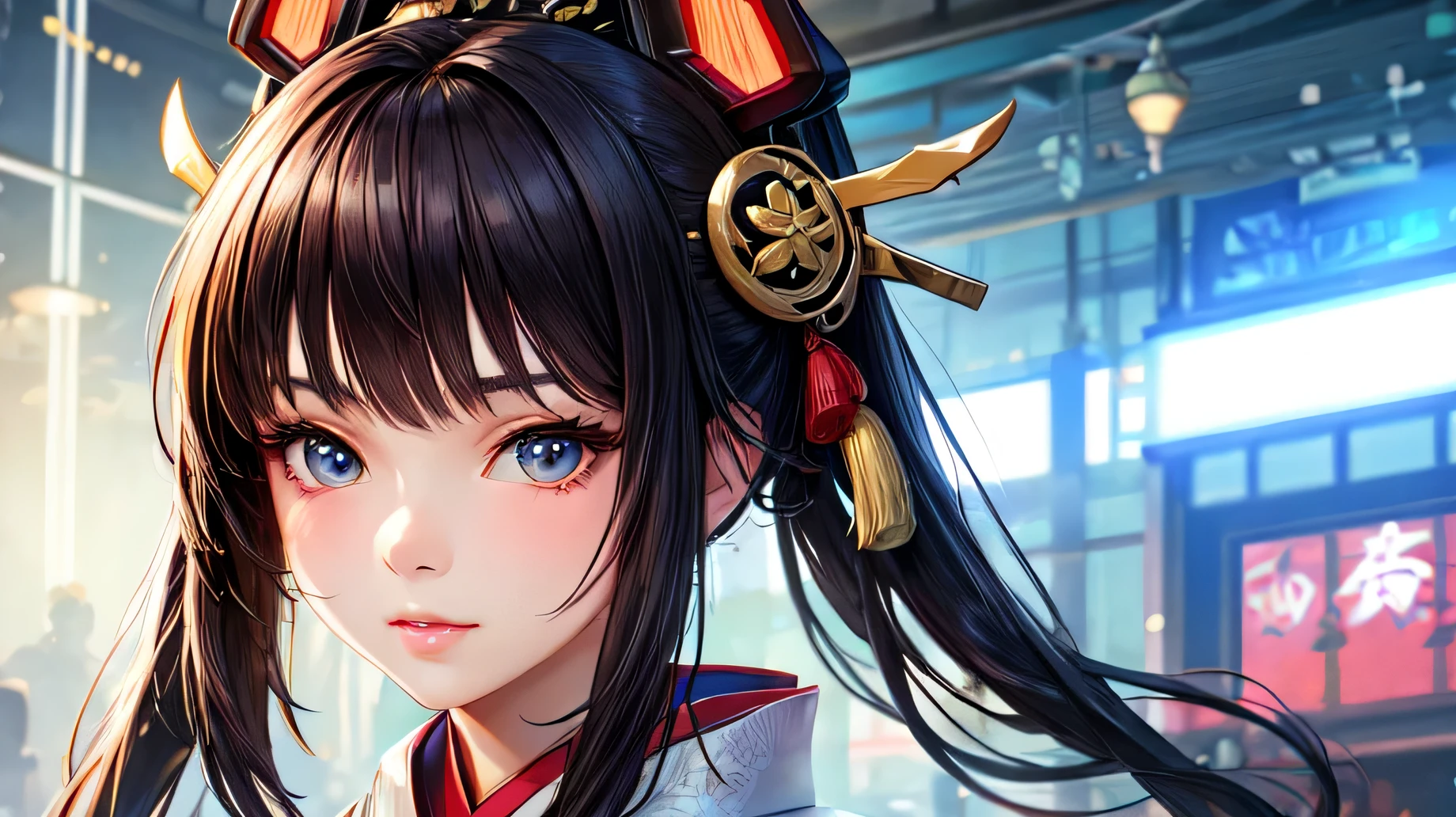 (detailed), Perfect Face,Beautiful girl in kimono,cyber punk,Tang Dynasty of China