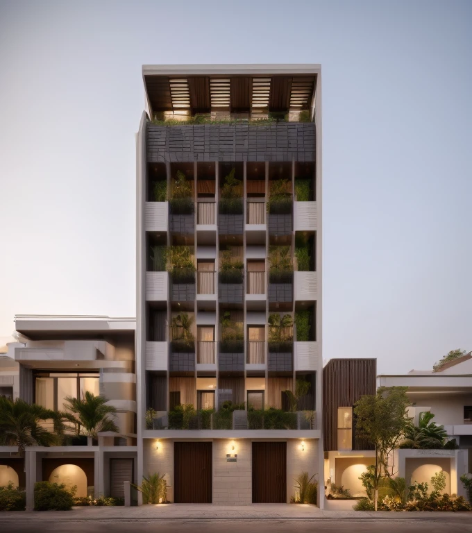 House in modern style, , modern, dynamic (RAW photo, realistic, best quality, masterpiece:1.2), (super realistic, photo realistic:1.2), high quality, (light dark:1.2), perfect light, Archdaily
