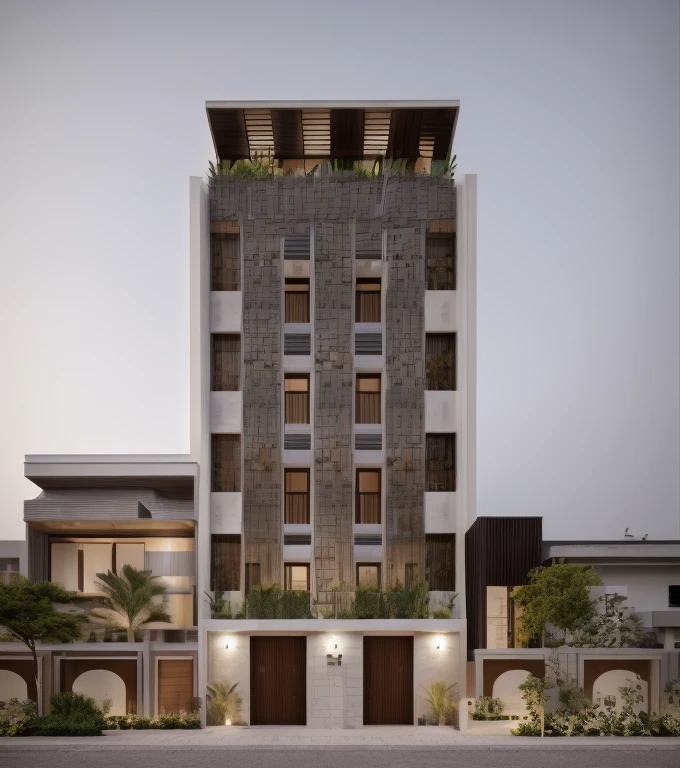 House in modern style, , modern, dynamic (RAW photo, realistic, best quality, masterpiece:1.2), (super realistic, photo realistic:1.2), high quality, (light dark:1.2), perfect light, Archdaily