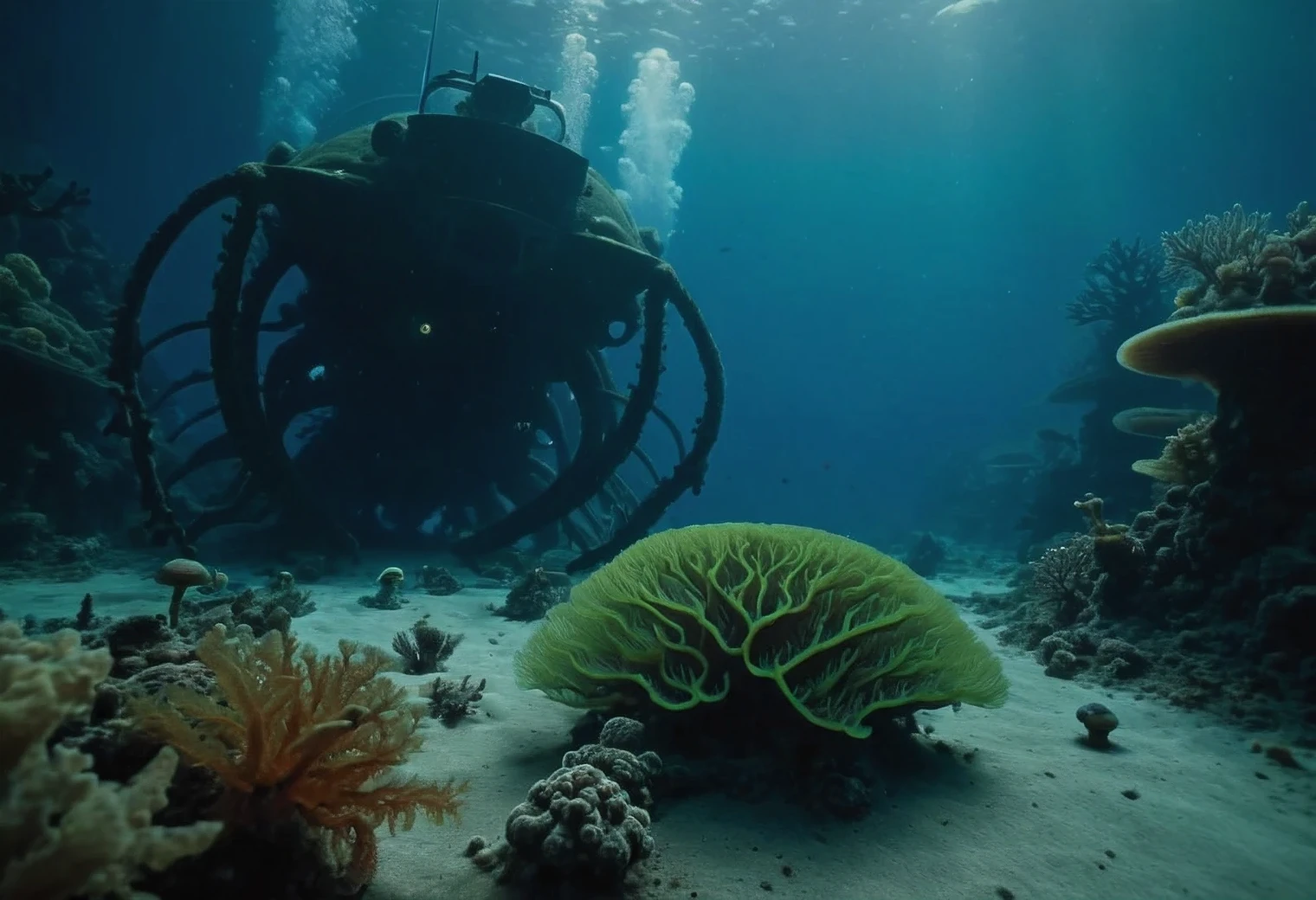 (POV):1.5055, (underwater diving on an unknown alien planet):1.4, diving, (previously unseen and unknown algae and corals of the alien ocean):1.6245, difficult, detailed, science fiction, biological fiction, ufology, unknown species of flora and fauna, documentary, (first person view)1.5