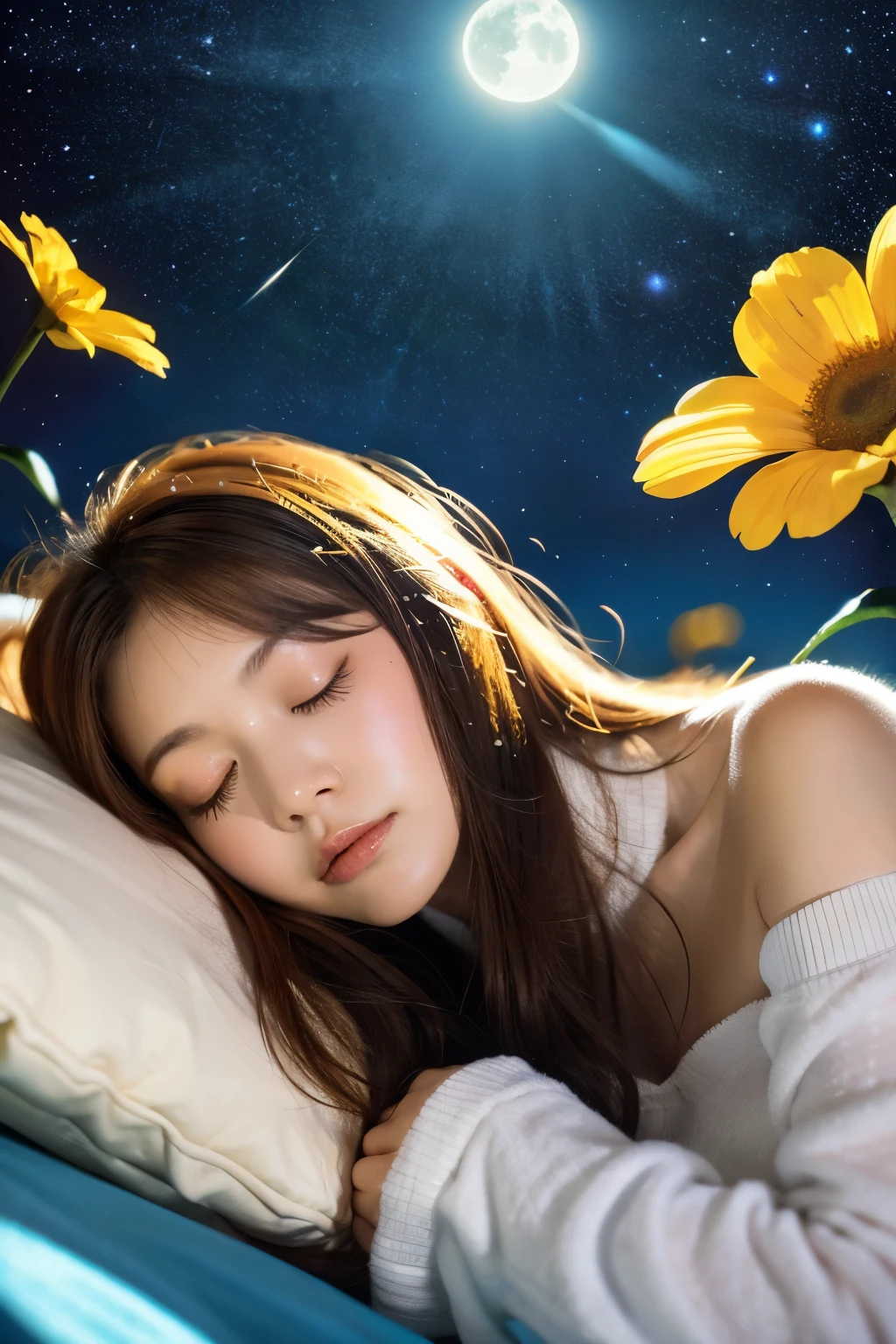 Starry Sky planet An illustration Sleeping Rabbit