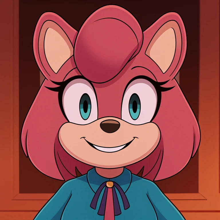 mom tenrec mobian, female mobian, mom dress, royal pink hair, bob cut hair, royal pink fur, (mom body), royal blue eyes, mom, cute smile, outline, Intricate Details, Masterpiece, Best Quality, High Quality, Studio Quality, Best Detail, Perfect Detail, Refine Detail.