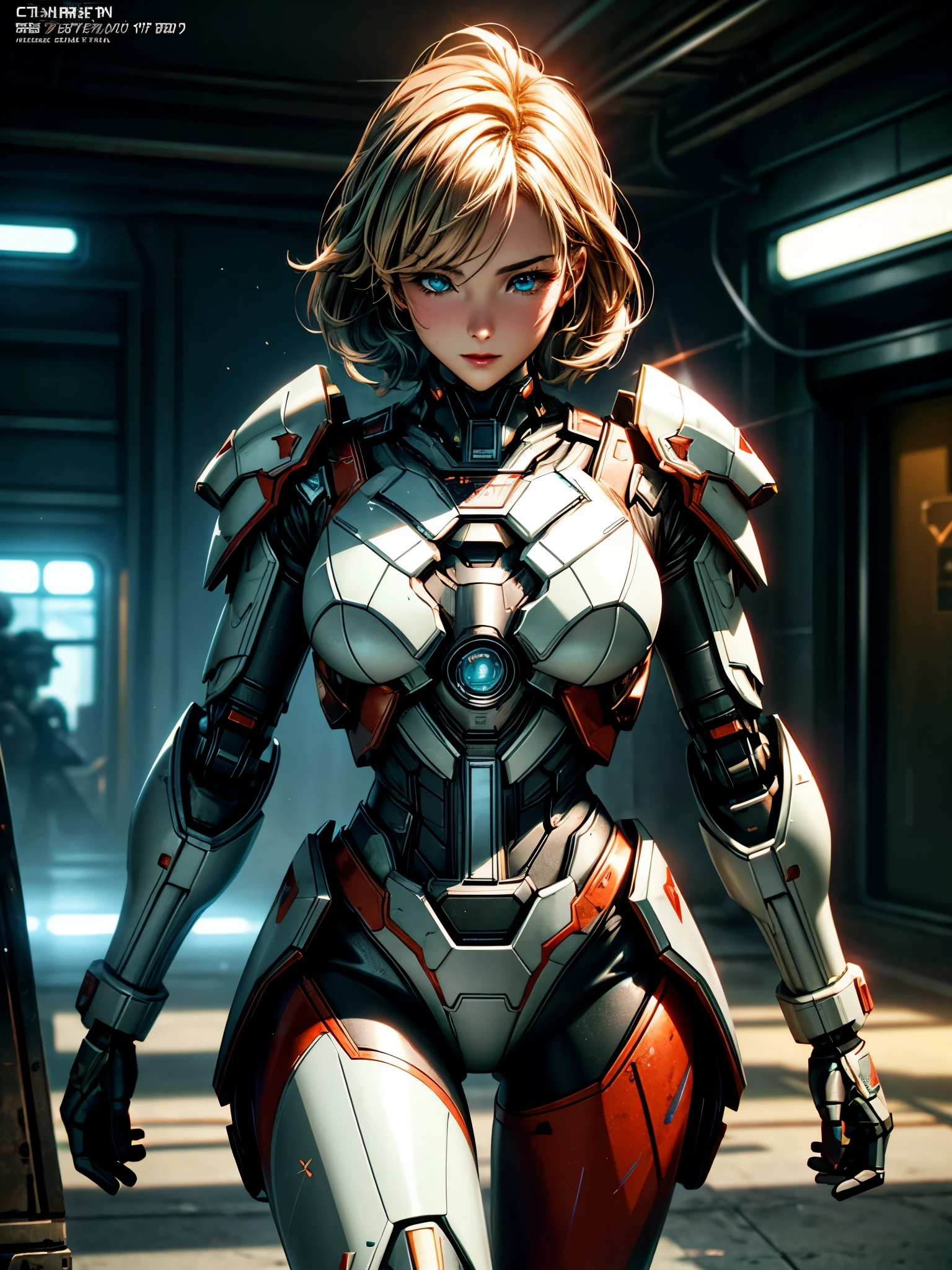 Medium shot, (Sexy female robot in futuristic armor with scratches and rust), (In a destroyed futuristic city), fantasy, Science Fiction, Beautiful female face, Tempting, sex, mist, Vivid and charming eyes, dramatic, Best quality masterpiece, Reality, detailed, HDR, Shallow and deep, Movie Lighting, Shining, Clear focus, Bloom, Chromatic Aberration, Futurism, Verism, anime style, sparkle, glowing light, ray tracing, reflection light, drop shadow, chromatic aberration abuse, cinematic lighting, 8k, super detail, UHD, retina, masterpiece, award winning, ccurate