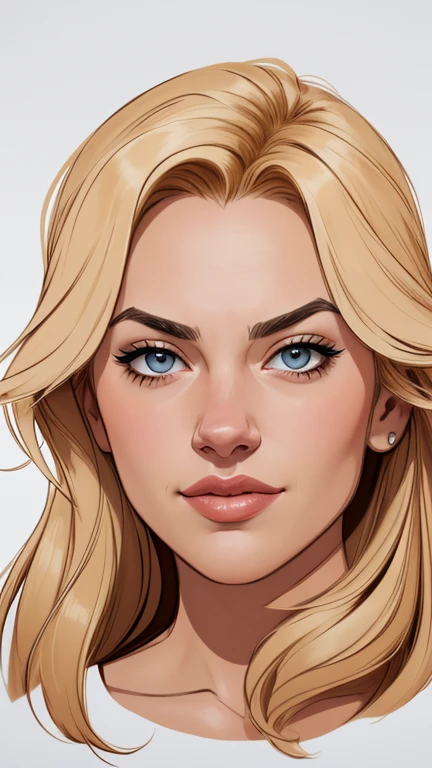 Personagem Yvonne Strahovski omagem de desenho animado de uma mulher .cartoon style illustration, estilo de arte dos desenhos animados, estilo de arte dos desenhos animados, digital illustration style, design de personagens altamente detalhado, arte digital detalhada fofa, City fan art, Design de personagens de retrato, beautiful digital illustration, retrato de alta qualidade, Arte em quadrinhos, mulher jovem.  expression of sexual desire white background