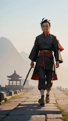 A man from ancient China walks alone
