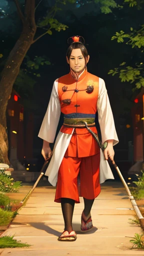 A man from ancient China walks alone
