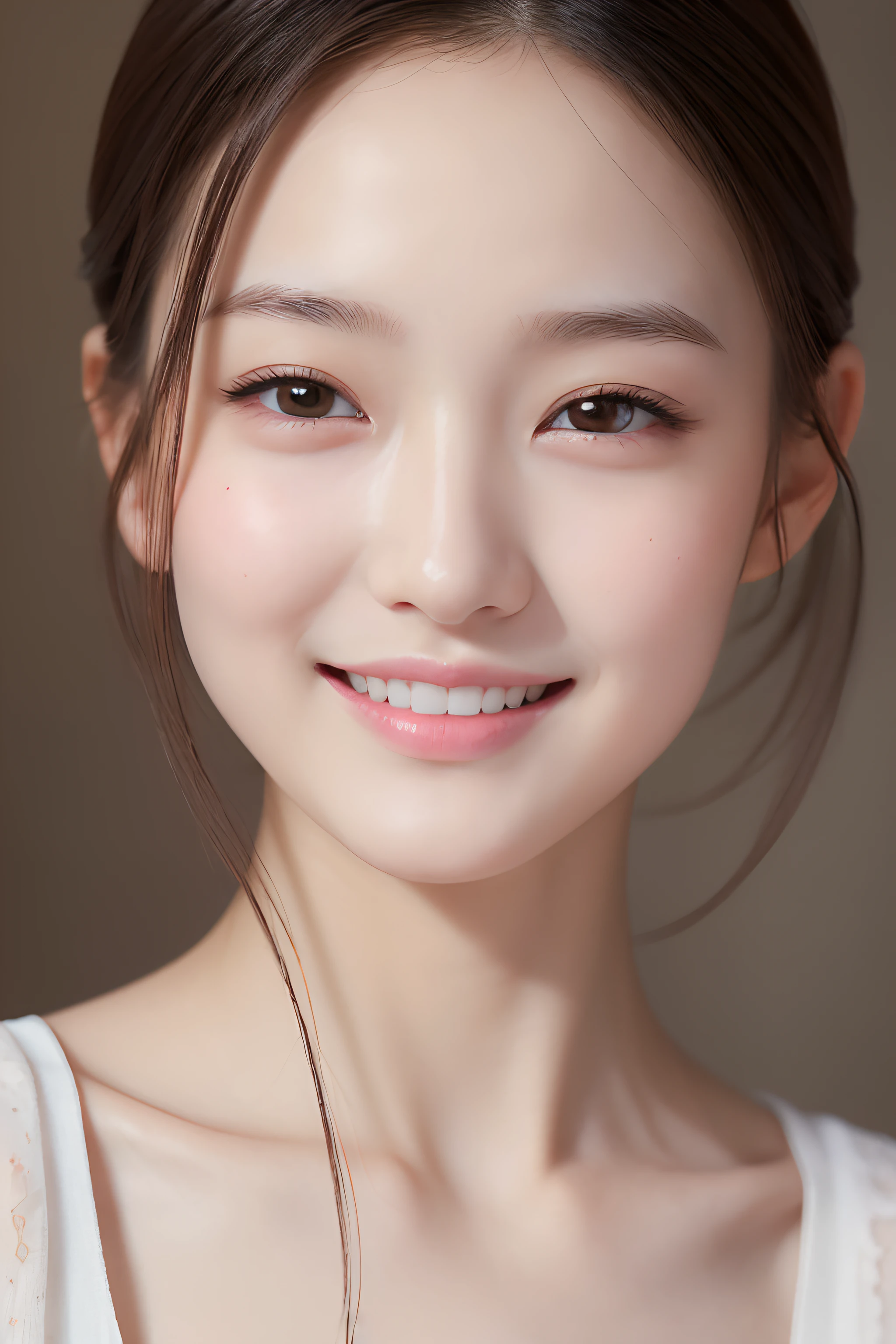 18-year-old girl, Smile, Super detailed face, Delicate lips, Delicate eyes, Delicate eyebrows.