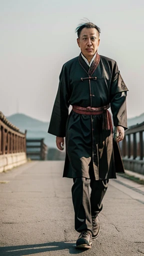 A man from ancient China walks alone