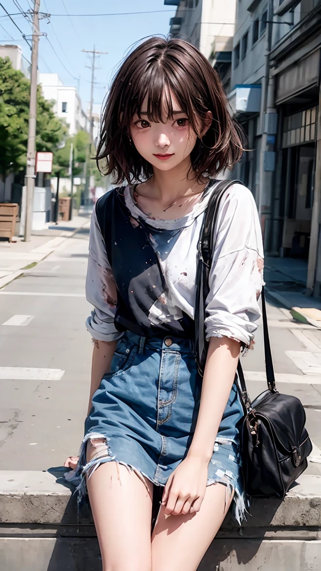 best quality、4k picture quality、The Lost Rich Girl、slim、Small face、23 years old、Clothes are tattered、Messy hair