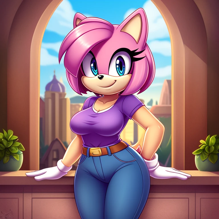 Personaje amy rose de sonic, desnuda cuerpo sexy, (NSFW) lado posterior mostrando el culo y su ano, sexy mostrando su posterior