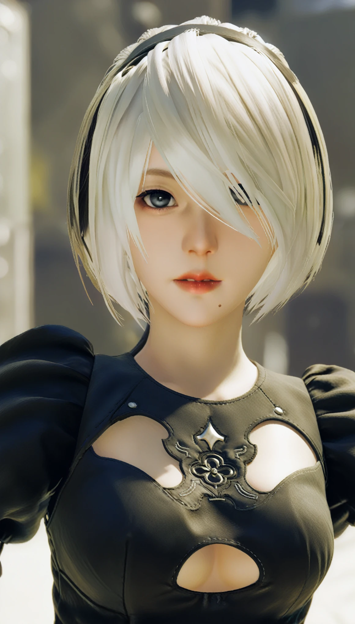 Nier&#39;s 2B: Automata, With the highest quality and high resolution (8k), Create a masterpiece, Real Photos, Real CG, Selfie, Full body portrait, Selfies in British cities