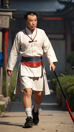 A man from ancient China walks alone