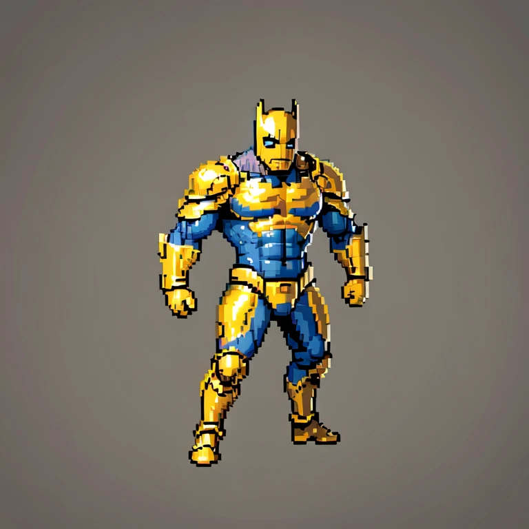 (masterpiece, top quality, best quality), pixel,pixel art,1man,golden armor,batman,punch power,full body, 
 