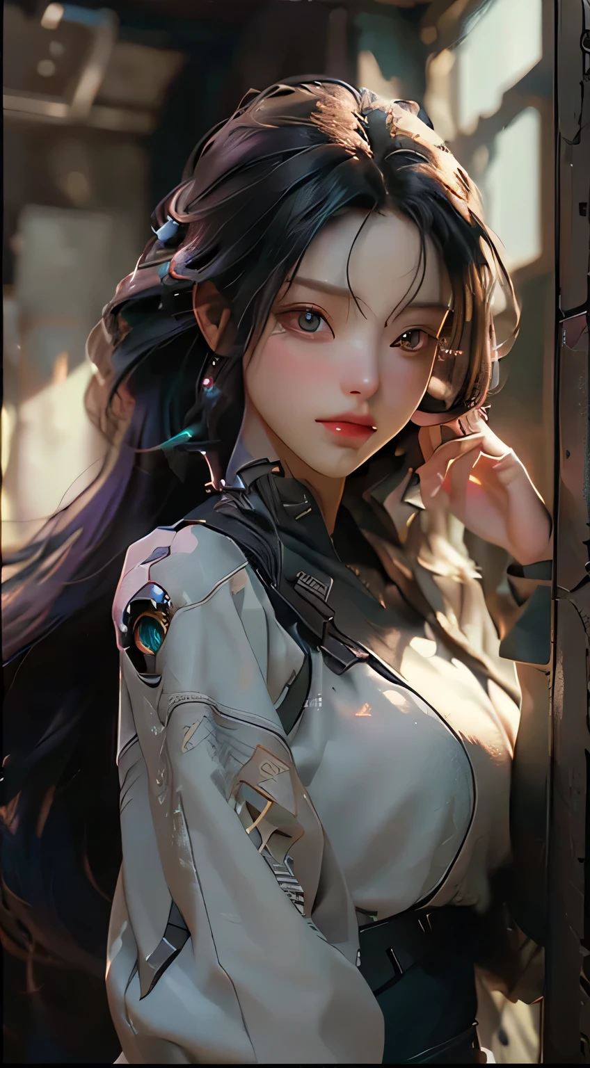 ((Best quality)), ((masterpiece)), (detailed:1.4), 3D, an image of a beautiful cyberpunk female,HDR (High Dynamic Range),Ray Tracing,NVIDIA RTX,Super-Resolution,Unreal 5,Subsurface scattering,PBR Texturing,Post-processing,Anisotropic Filtering,Depth-of-field,Maximum clarity and sharpness,Multi-layered textures,Albedo and Specular maps,Surface shading,Accurate simulation of light-material interaction,Perfect proportions,Octane Render,Two-tone lighting,Wide aperture,Low ISO,White balance,Rule of thirds,8K RAW,