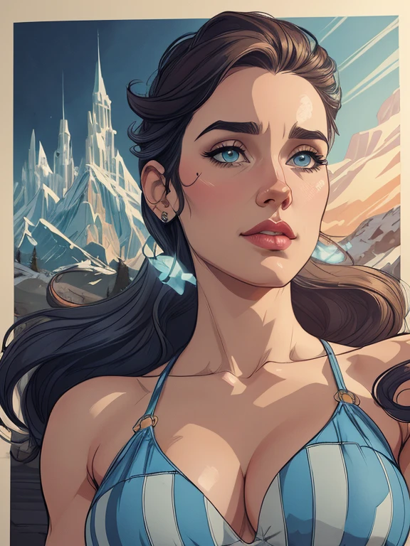 Personagem mulher estilo atompunk Fallout 4 Jennifer Connelly le com marcas de guerras Imagem de desenho animado de uma mulher .Ilustra??o estilo desenho animado, estilo de arte dos desenhos animados, estilo de arte dos desenhos animados, digital illustration style, estilo atompunk design de personagens altamente detalhado, arte digital detalhada coragem, Forest fan art, Design de personagens de retrato, beautiful digital illustration, retrato de alta qualidade, Arte em quadrinhos, mulher jovem cabelo com transas lindas . Queen Anna of ArendelleBeautiful lined eyes Medium large bust and wonderful sexy clothes. image expression of sexual desire from waist to head illustration Queen Anne of Arendelle atompunk style Fallout 4 The perspective is from below, enfatizando a majestade e o poder da Gigante."