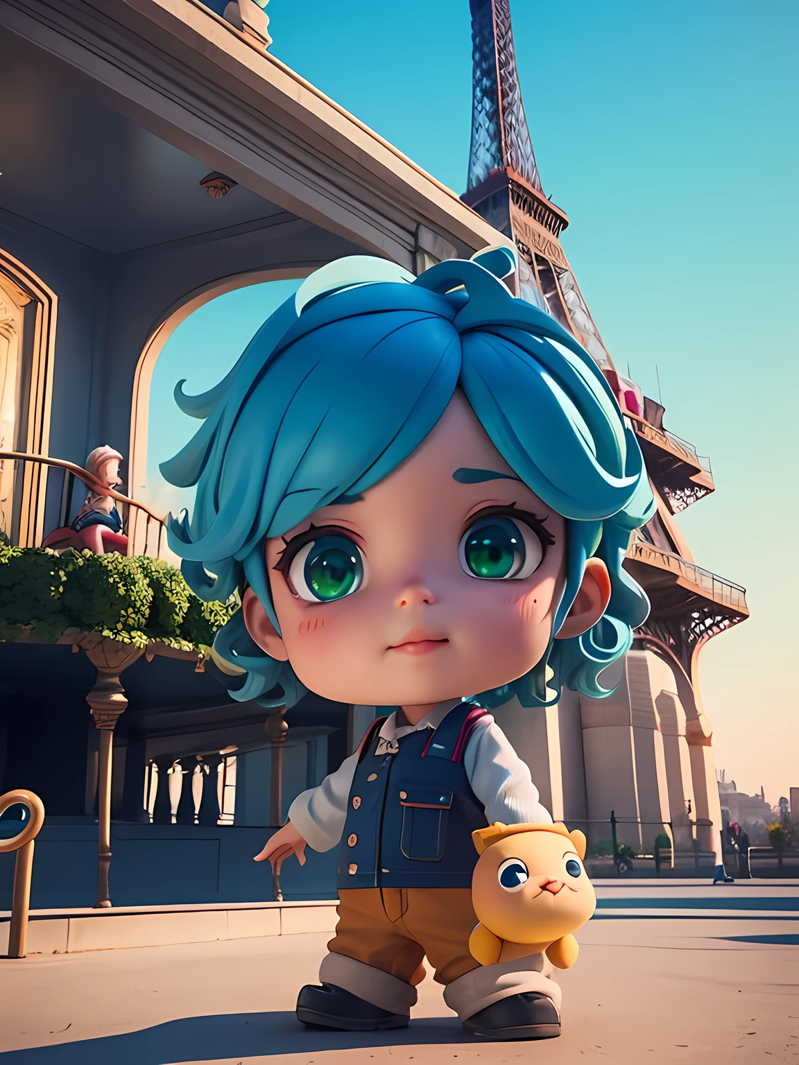  cadeirante,cabelo preto 3d pixar fofo,Little hero,olhando para cima,in an amusement park,Cute anime girls 3d rendering, blue hair, green eyes,Paris, Eiffel Tower, Terrace, Chocolate croissant, sunrise, romantic, coffee,arte digital detalhada fofa, Explorador masculino mini garoto fofo, Stylized 3D rendering, Arte de personagem renderizada em 3D 8k, linda pintura digital, Estilo 3D pixar, super detailed rendering