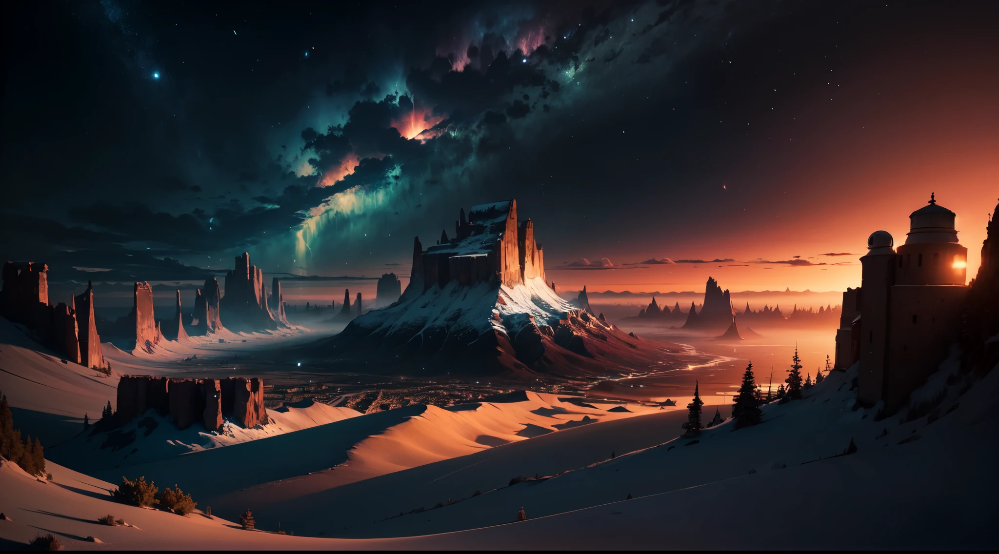 Surreal Landscape, At night, 8k. Ultra HD, About HDR10