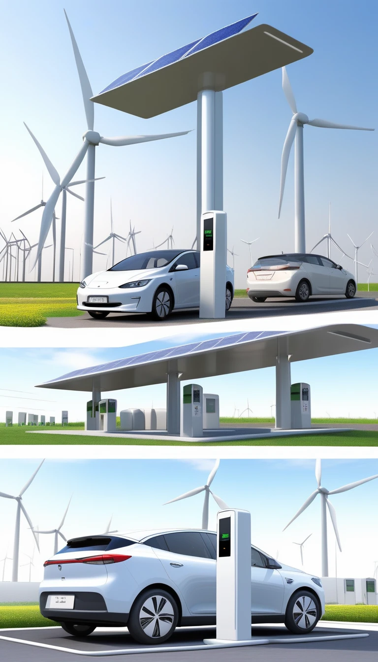 new energy charging stations, new energy vehicles, and electric vehicles, Wind power generation, photovoltaic power generation,